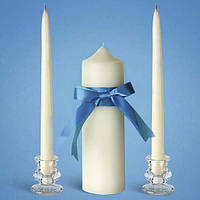 Свадебные свечи "Семейный очаг" бирюзовая лента (арт. EL-4709-1)