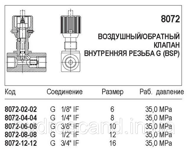 Гидравлический клапан /обратный клапан, внутренняя резьба G (BSP), 8072 - фото 1 - id-p711237