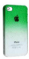 Чехол с каплями зеленый для Iphone 4/4S
