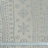 Декоративна новорічна тканина для скатертин ранерів і серветок голд сніжинки срібло