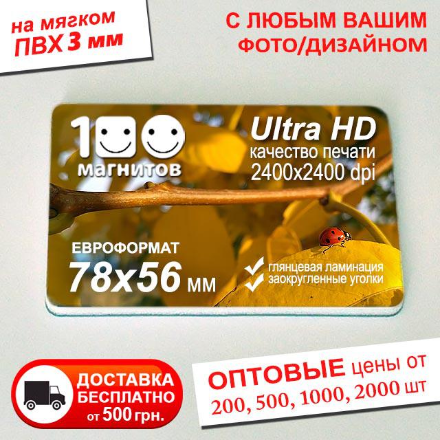 М'які рекламні магніти на холодильник. Розмір 78х56 мм. Товщина 3 мм