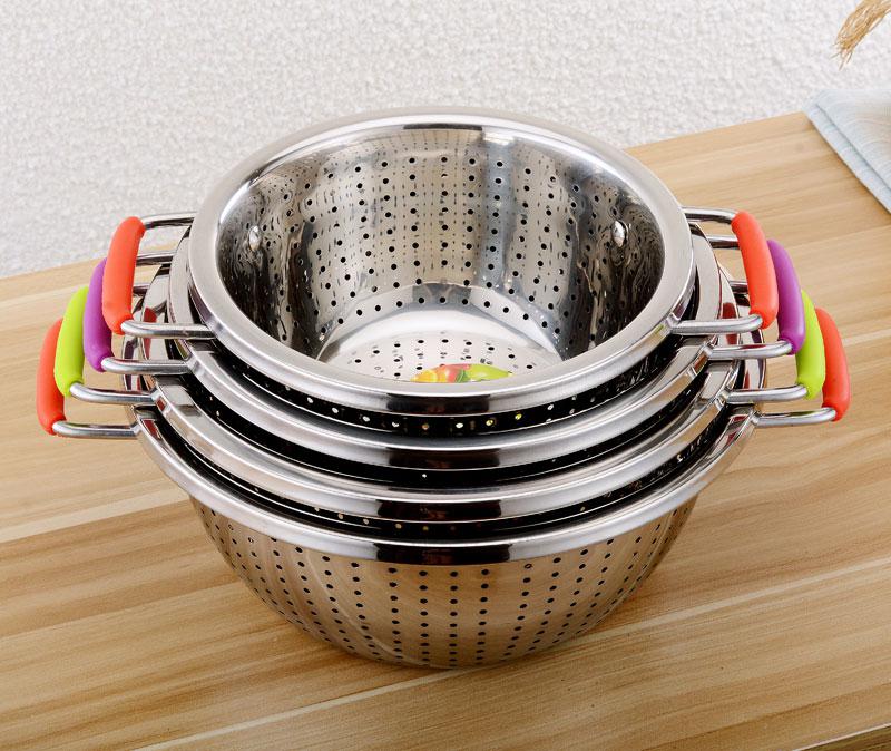 Друшляк кухонний із неіржавкої сталі 24 см із ручками, фото 1