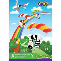 Папір кольоровий А4 18арк., 9 кольорів ZiBi Kids Line