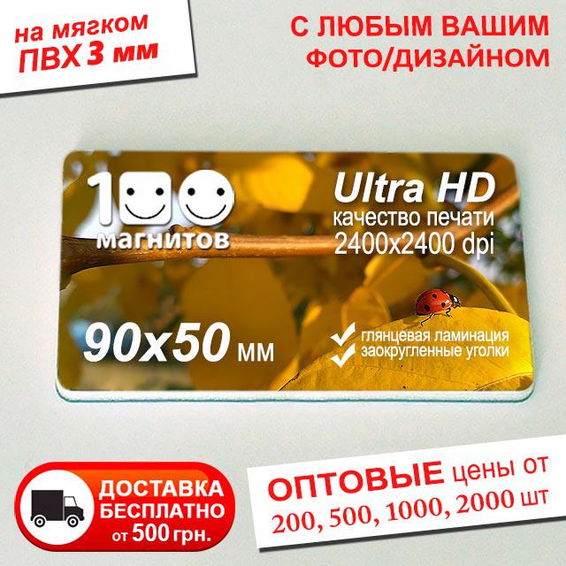 Магніт візитка на піноматеріалі. Розмір 90х50 мм. Товщина 3 мм