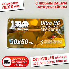Магніт візитка на піноматеріалі. Розмір 90х50 мм. Товщина 3 мм