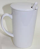 Кружка керамічна з кришкою і ложкою, блакитний єдиноріг, 350 мл, фото 2