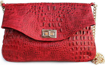 Сумка-клатч из кожи под крокодила POOLPARTY red-crocodile-clutch