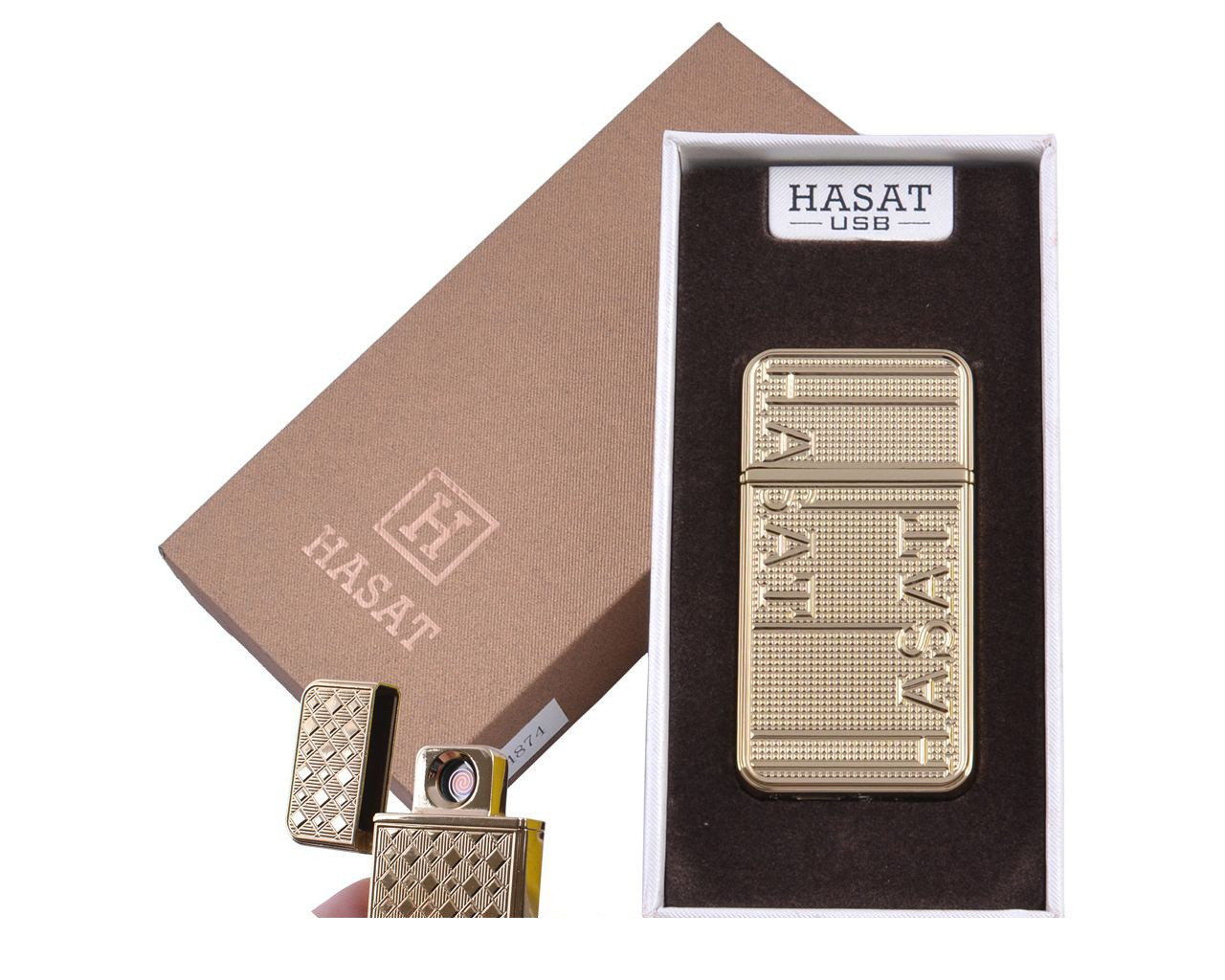 USB запальничка в подарунковій упаковці "Hasat" (Двостороння спіраль розжарювання)