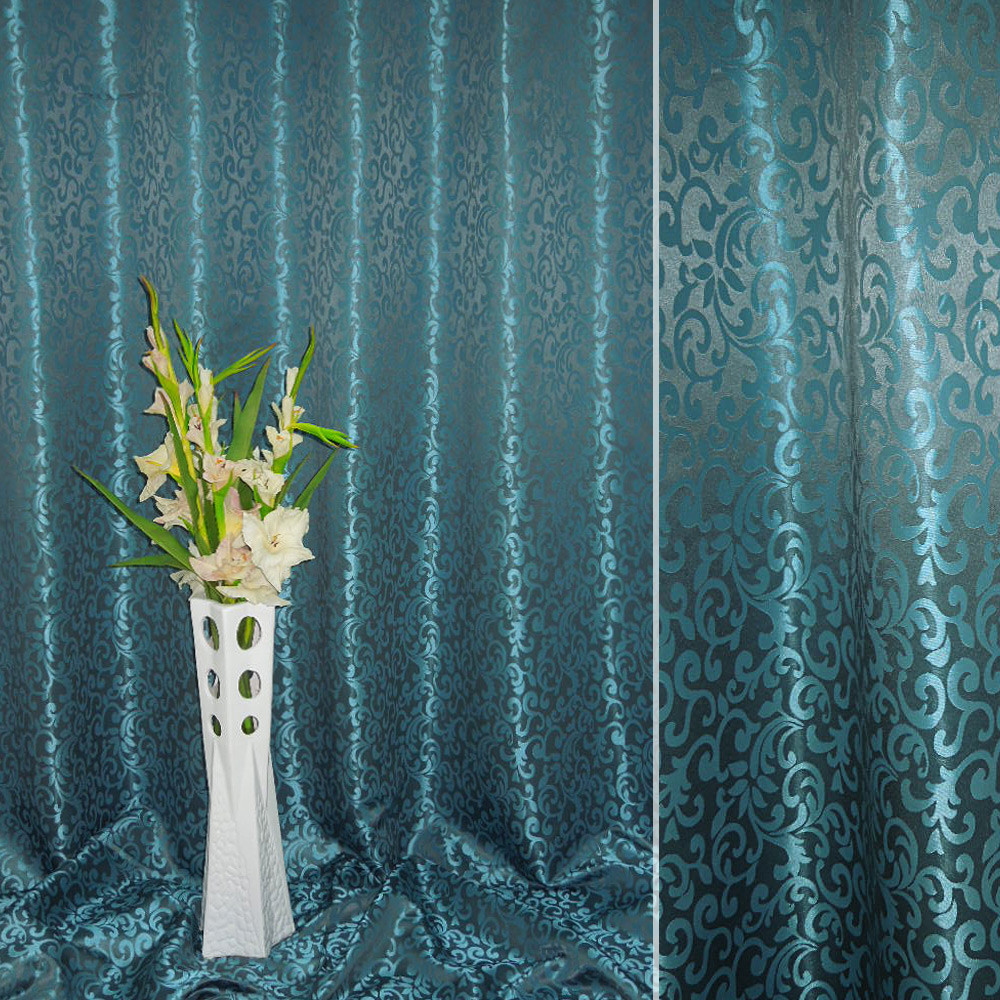 Атлас жакард 2-х-стор. для штор іспанський дворик невеликий сіро-блакитний, ш.270