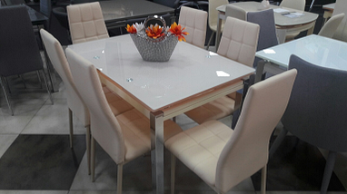 Стіл на кухню скляний розкладний ТВ017 (без візерунків) Fusion Furniture, фото 3