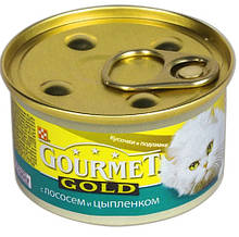 Gourmet Gold (Гурмет Голд) Консерва для котів кусочки у підливці з лососем і курчам, 85 г