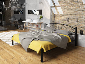 Ліжко Віола Tenero 140х190 см двоспадльне чорна металева на ніжках c кованим узголів'ям