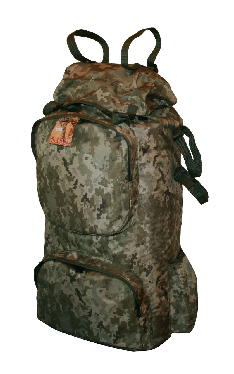 Туристичний екпедиційний великий міцний рюкзак на 90 літрів пікселів. Туризм, полювання, риболовля, спорт.