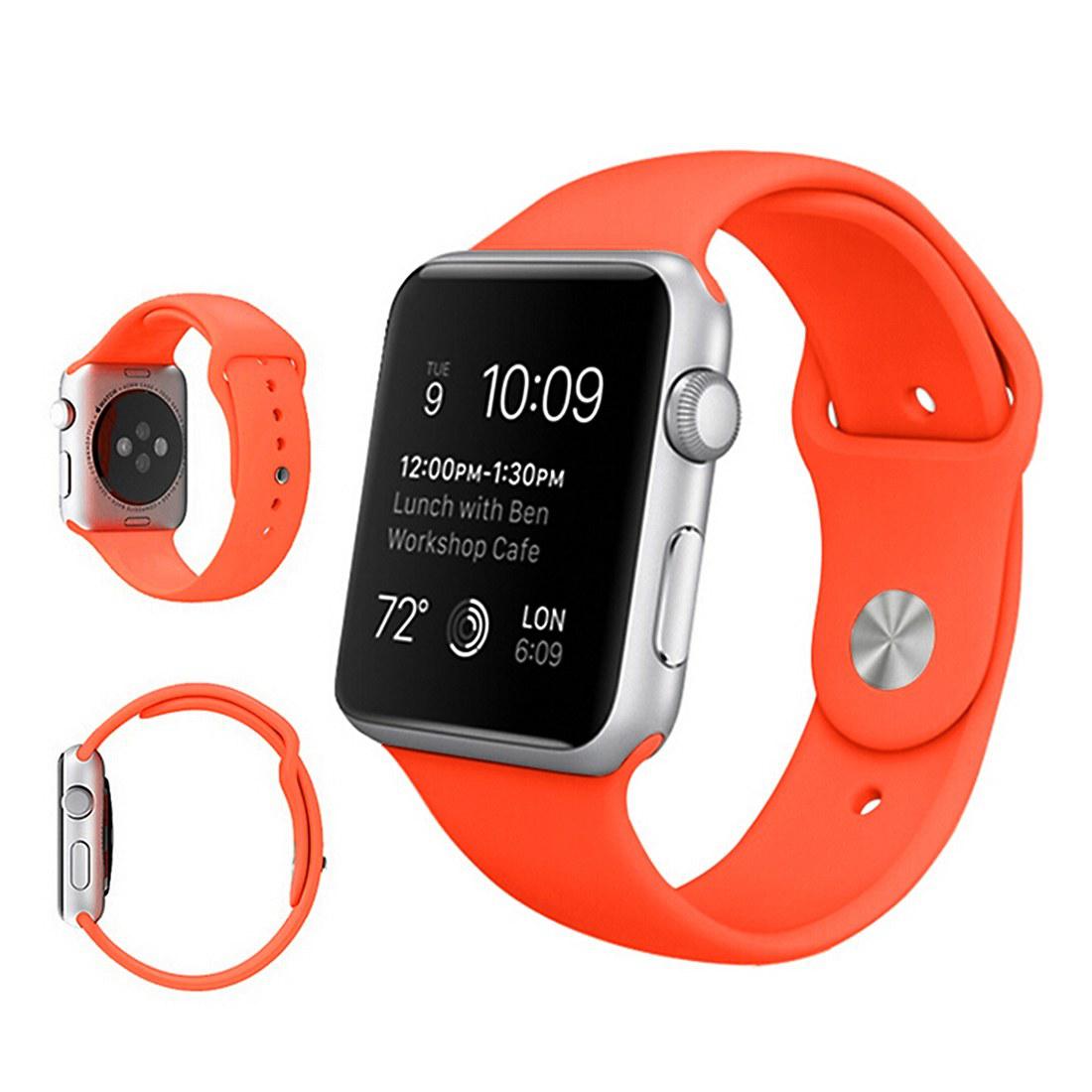 Силиконовый ремешок для Apple Watch Sport 42 мм, Оранжевый - фото 1 - id-p674401975
