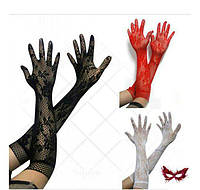 Стрейч перчатки Кружевные длинные перчатки для фотосессий для эротического образа черный