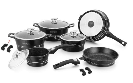 Набор кастрюль Royalty Line RL-ES2014M Black 14pcs