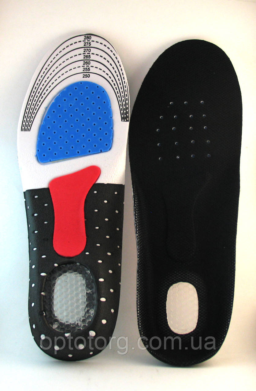 Устілка Чорна з силіконовою п'ятою 40-46 і супінатором кроссовочна чоловіча