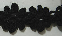 Вязаное кружево в виде цветка-ширина 2см,цвет черный (1уп-45м)