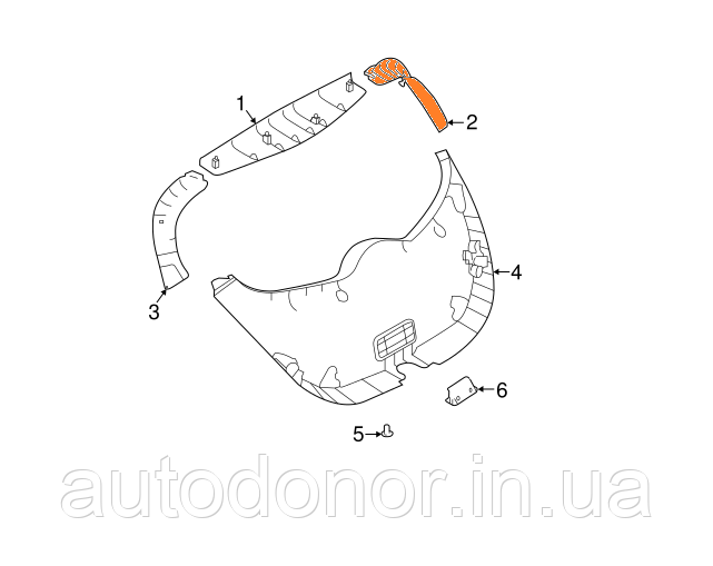 Обшивка дверей (кришки, ляди) багажника ліва G-GRAY Nissan Leaf ZE1 (18-) 90903-5SA0A