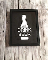 Копилка для пивных крышек Drink beer 36x27х5 см Черная