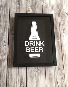 Скарбничка для пивних кришок Drink beer 36x27х5 см Чорна