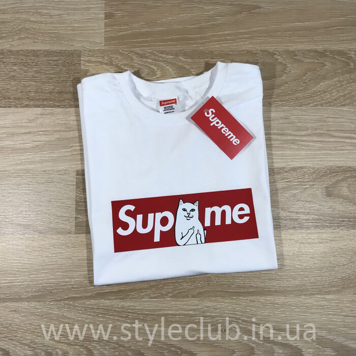 Футболка Supreme RipNDip | бірка | Біла чоловіча XS