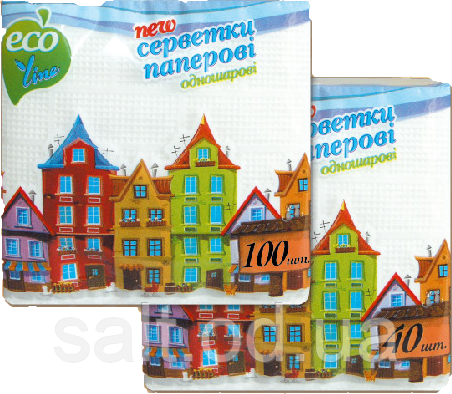 Серветки паперові одношарові ТМ "ECO LINE" 40 шт.