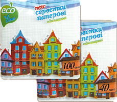 Серветки паперові одношарові ТМ "ECO LINE" 100 шт.