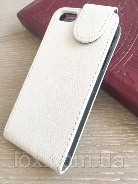 Білий чохол-фліп на магнітній застібці для Iphone 5/5S