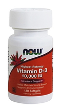 Вітамін д3 Now Foods Vitamin D-3 10000 IU 120 Softgels