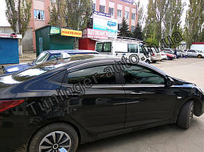 Вітровики з хромом, дефлектори вікон Hyundai Accent 2010-> (Hic)