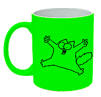 Неоновая матовая чашка c котом саймона, ярко-зеленая