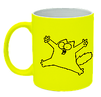 Неоновая матовая чашка c котом саймона, ярко-желтая