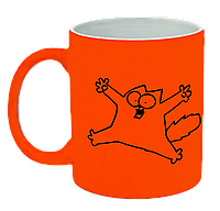 Неоновая матовая чашка c котом саймона, ярко-оранжевая