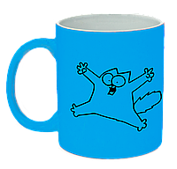 Неоновая матовая чашка c котом саймона, ярко-голубая