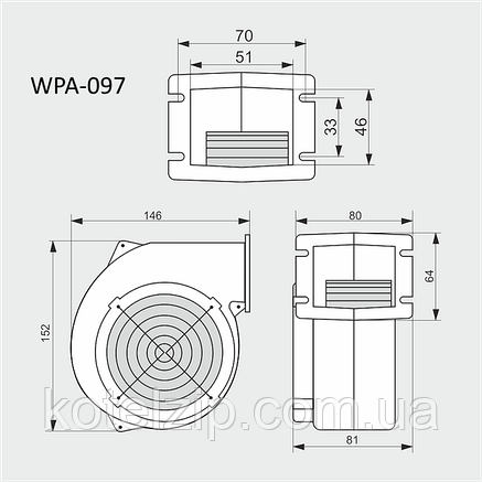 Вентилятор для котла WPA-097 МplusМ (100 м3\год), фото 2