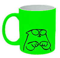 Неоновая матовая чашка c "Кот Саймона просит", ярко-зеленая