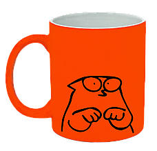 Неонова матова чашка c "Кіт Саймона просить", яскраво-помаранчева