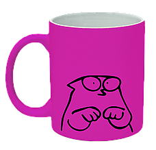 Неонова матова чашка c "Кіт Саймона просить", яскраво-рожева