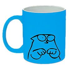 Неонова матова чашка c "Кіт Саймона просить", яскраво-блакитна