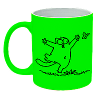 Неоновая матовая чашка c "Кот Саймона с бабочкой", ярко-зеленая
