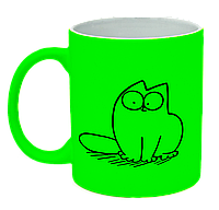 Неоновая матовая чашка c "Кот Саймона сидит", ярко-зеленая