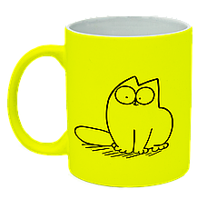 Неонова матова чашка c "Кіт Саймона сидить", яскраво-жовта