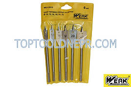 Набір свердел пір'яних WERK 10,12,16,18,20,25 мм