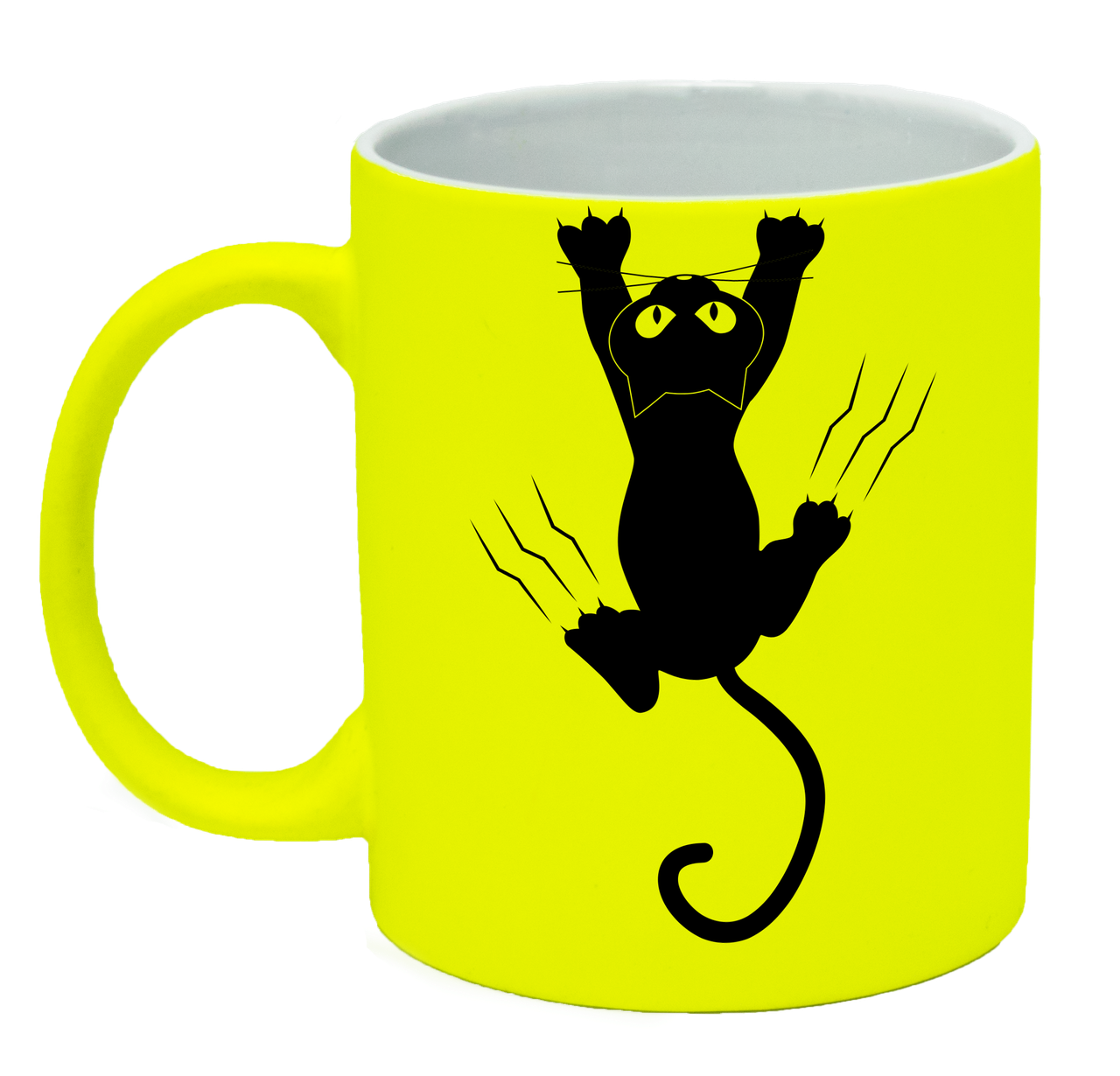 Неонова матова чашка c котом, яскраво-жовта, фото 1