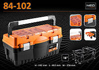 Ящик для инструмента с 2-мя органайзерами, размеры 242x462x256 мм, NEO 84-102