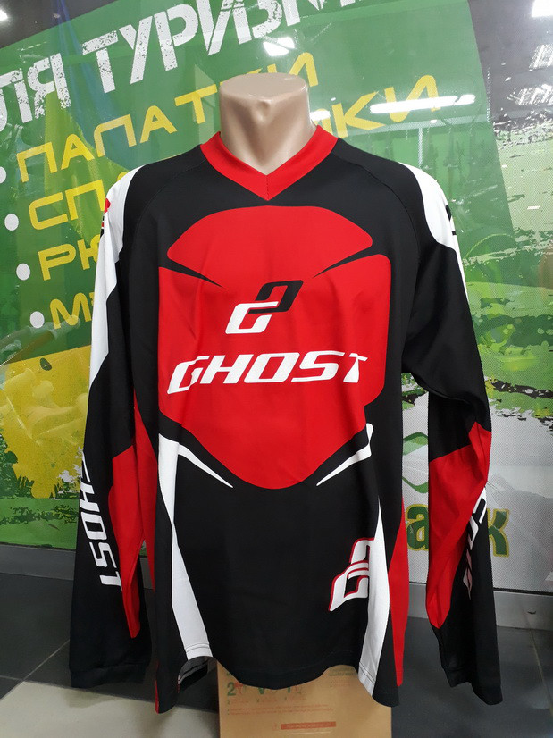 Велоджерсі GHOST Jersey long довгий рукав XL 2014 14372 чорний/червоний/білий, фото 1