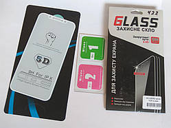 5D full glue захисне скло для iPhone X/Xs з білою рамкою та повним проклеюванням