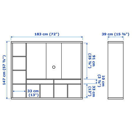 ЛАППЛАНД Тумба під ТВ, білий, 183x147 см 80285155 IKEA, ІКЕА, LAPPLAND, фото 2
