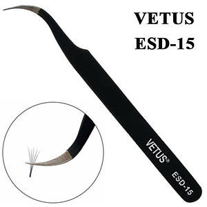 Пінцет для нарощування вій вигнутий Vetus ESD-15